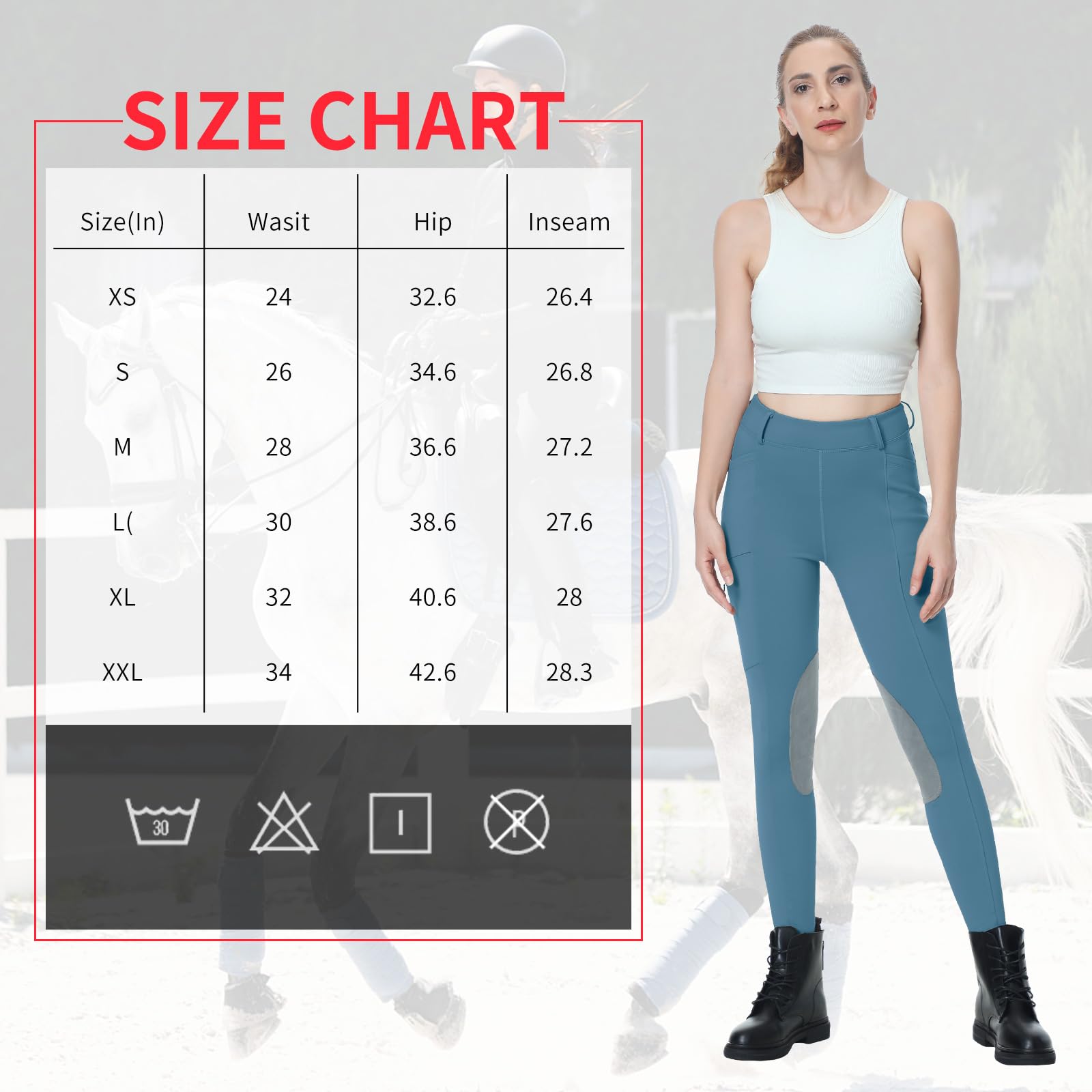 beroy Pantalones de equitación con forro polar para mujer, pantalones de equitación para invierno, pantalones de equitación con bolsillos
