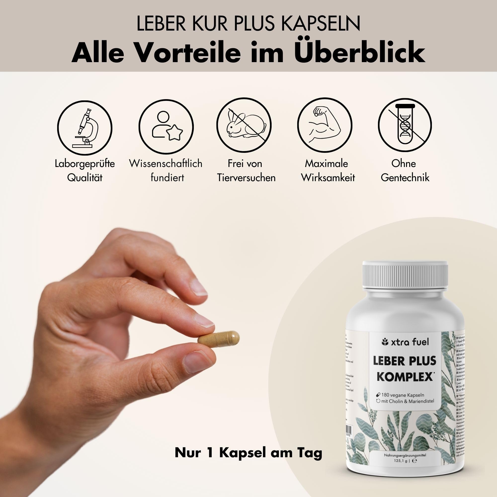 Leber Komplex - 180 Kapseln hochdosiert - mit Mariendistel (80% Silymarin), Artischocke, Löwenzahn & Cholin für die normale Funktion der Leber - laborgeprüft, vegan & zertifiziert