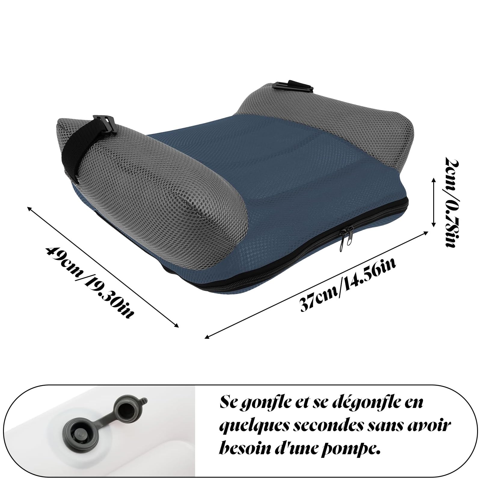 Générique Siege Auto Gonflable,Rehausseur Gonflable pour Voiture Confortable Et Portable sans Dossier,Siège Auto Rehausseur pour Maison Voyage Salle à Manger (Black)