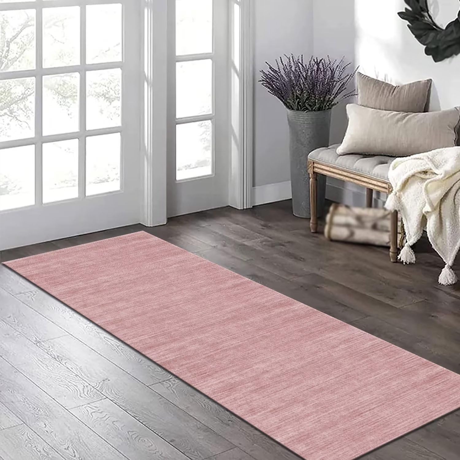 Dywan kuchenny, długi dywan do przedpokoju, antypoślizgowy dywan, chodnik kuchenny, 80 x 300 cm, różowo-czerwony dywan 3D, na korytarz, można prać, sprzedawany na metry, chodnik do przedpokoju,