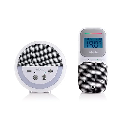 Alecto DBX150 - Luxuriöses Full Eco DECT Audio Babyphone mit Projektor, Display, Nachtlicht und Schlafliedern - Weiß/Grau
