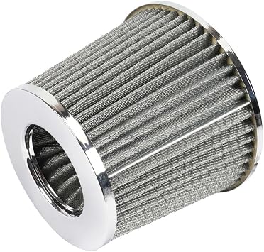 Silver 3" Inlet High Flow Clamp-On Cold Air Intake Filter Cleaner 76mm Cone Replacement Dry Air Filter