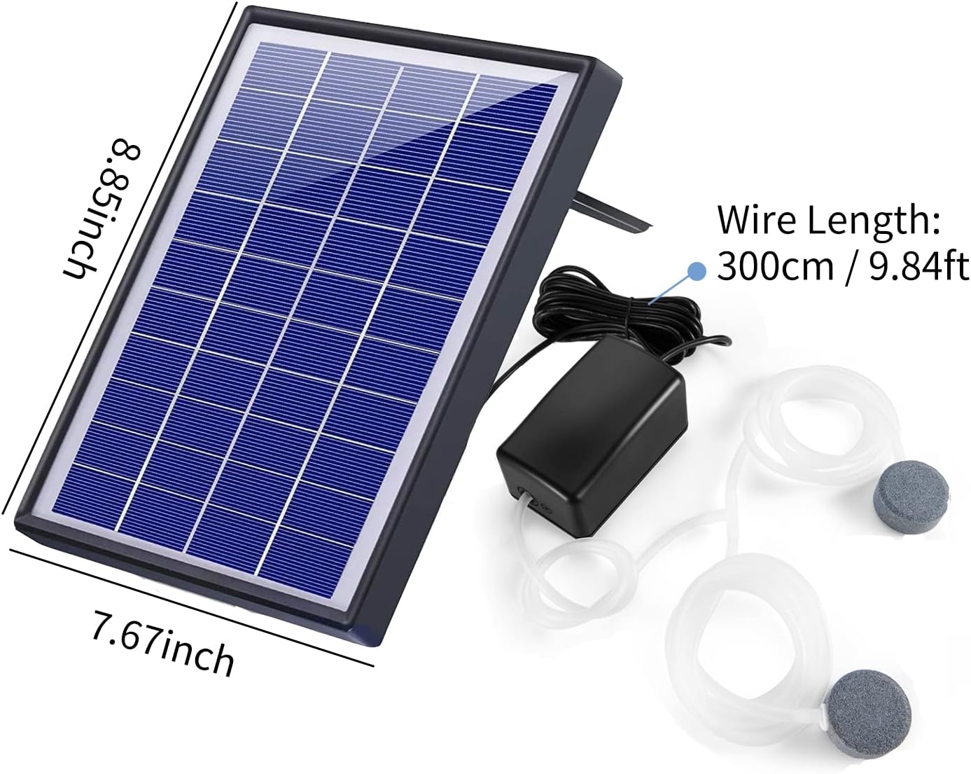 Andoer Pond Oxygenator Solar Powered 6W Solar Oxygen Pump Fish Tank Oxygenator Aquarium Oxygen Aerator Air Pump Fishing Aerator with Pipe 2 Air Bubble Stones for Garden Fish Tank Outdoor Pool Pond