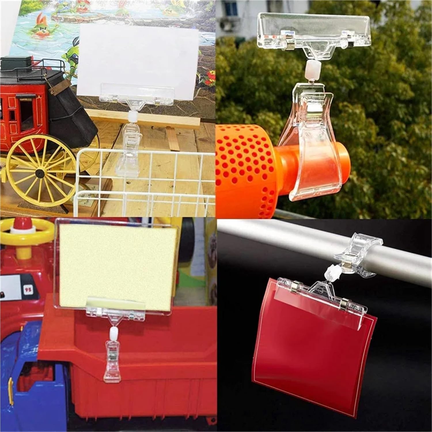 Price Tag Holder 20pcs Clear Plastic Rotatable Sign Clip Holder Display Stand Price Holders for Retail Stores, Supermarkets and Trade Shows