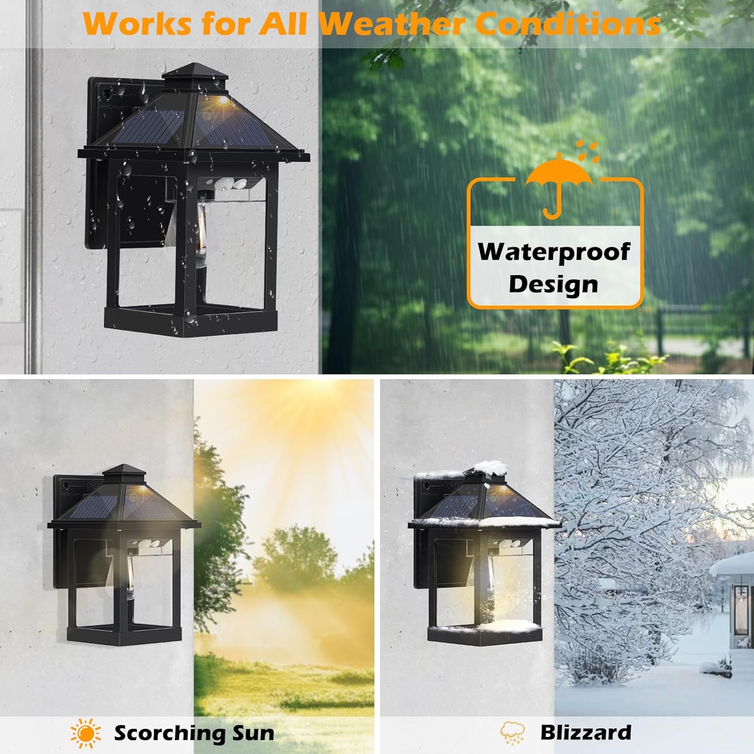 Solar Porch Lights Outdoor, Solar Wall Lanterns with 3 Modes Motion Sensor & IP65 Waterproof, Dusk to Dawn LED Outdoor Sconce Lights for House, Exterior Garage Patio Fence Security Lamp