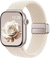 HEARTBOOM Braided Stretchy Apple Watch Band 38-49mm: Soft Nylon Solo Loop Magnetic Sport Strap for Series 11-1, SE, Ultra - Women Men