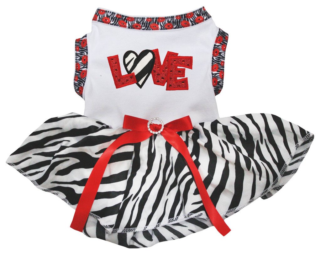 Robe chiot imprimé zèbre avec motif cœur amour, top léger sans manches pour l'été