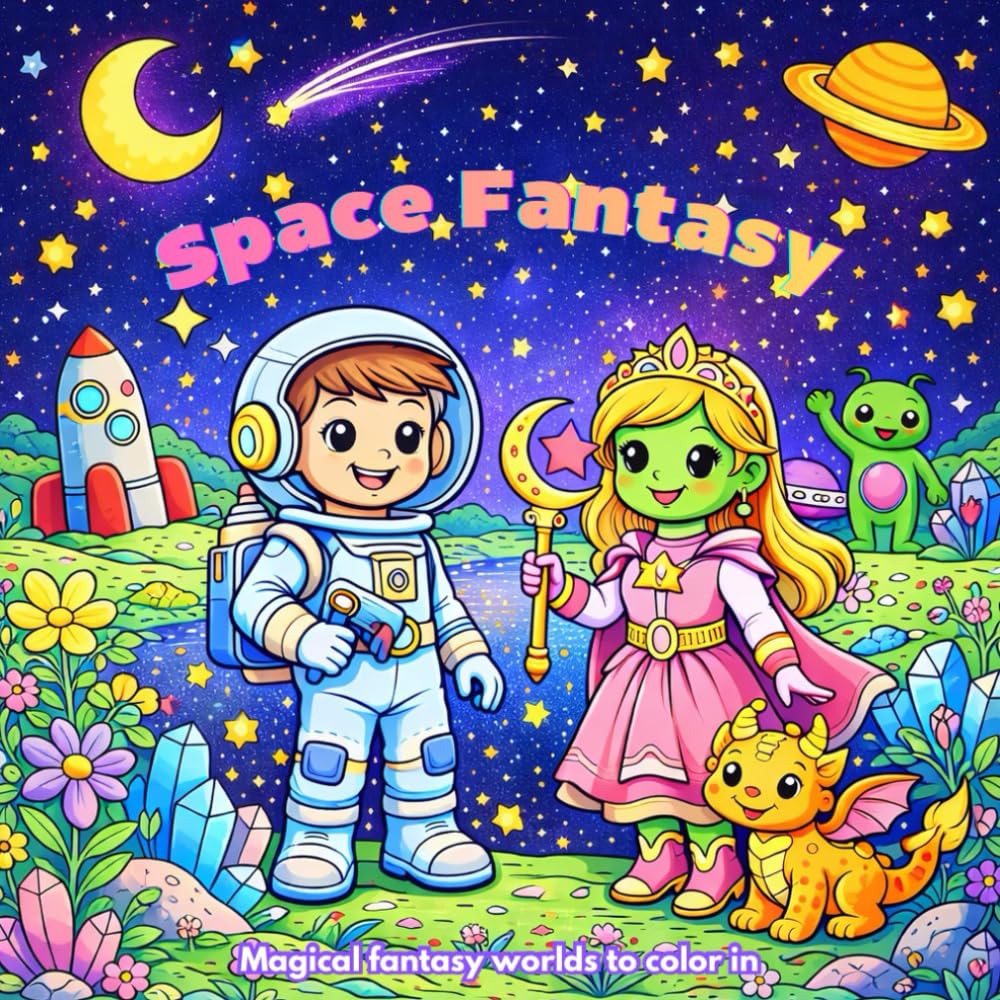 Space Fantasy: Magical fantasy worlds to color in