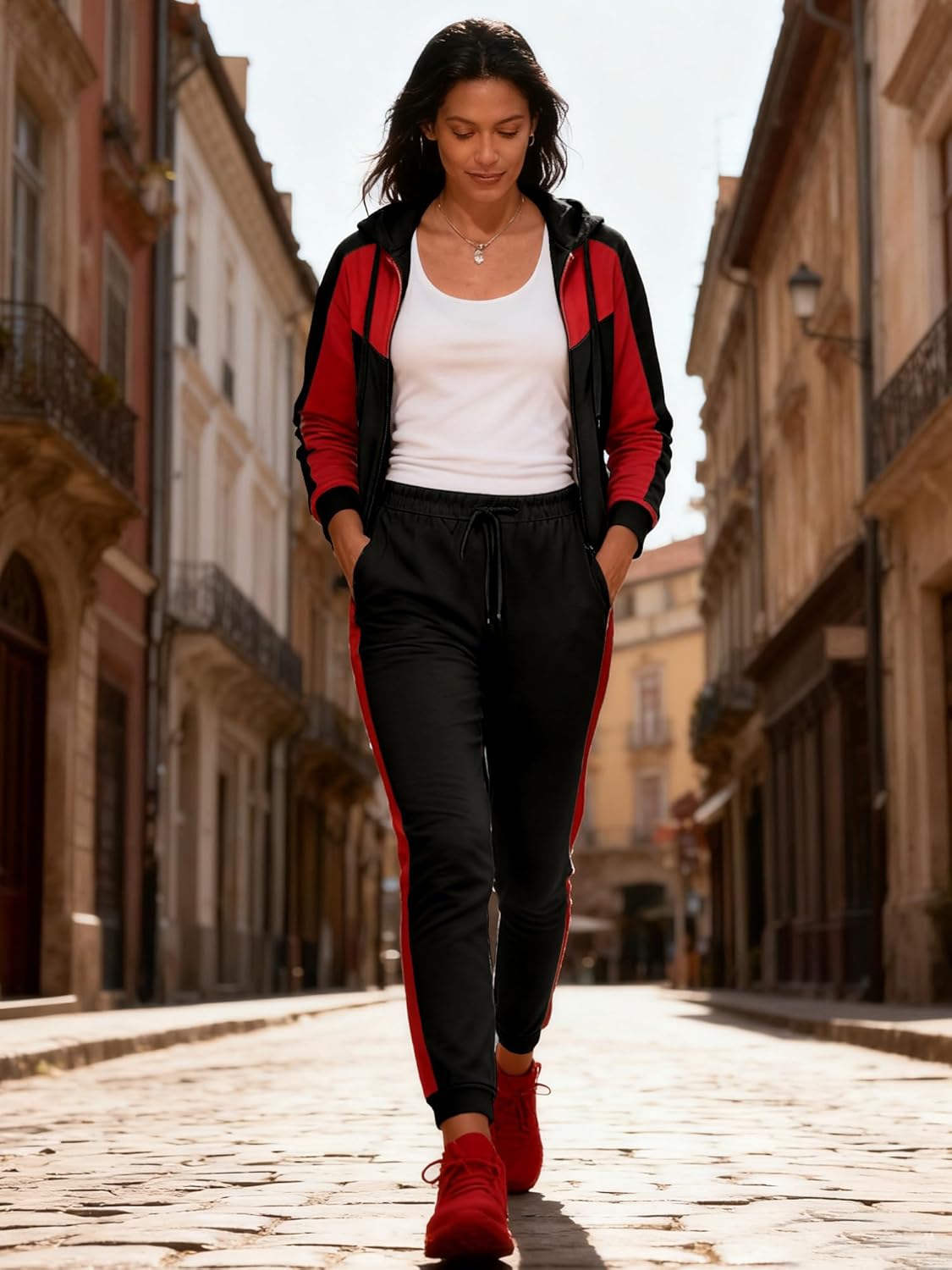 Bealin Women's Jogging Sets 80s 90s Two Piece Outfits Sweatsuit Long Sleeve Zip Tops and Sweatpants Workout Tracksuit Sets - Image 5