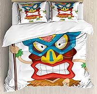 Vista 130 de Ambesonne Juego de funda de edredón de pesca, lubina de boca grande atrapando un bocado en espray de agua, imagen salvaje, juego de cama decorativo