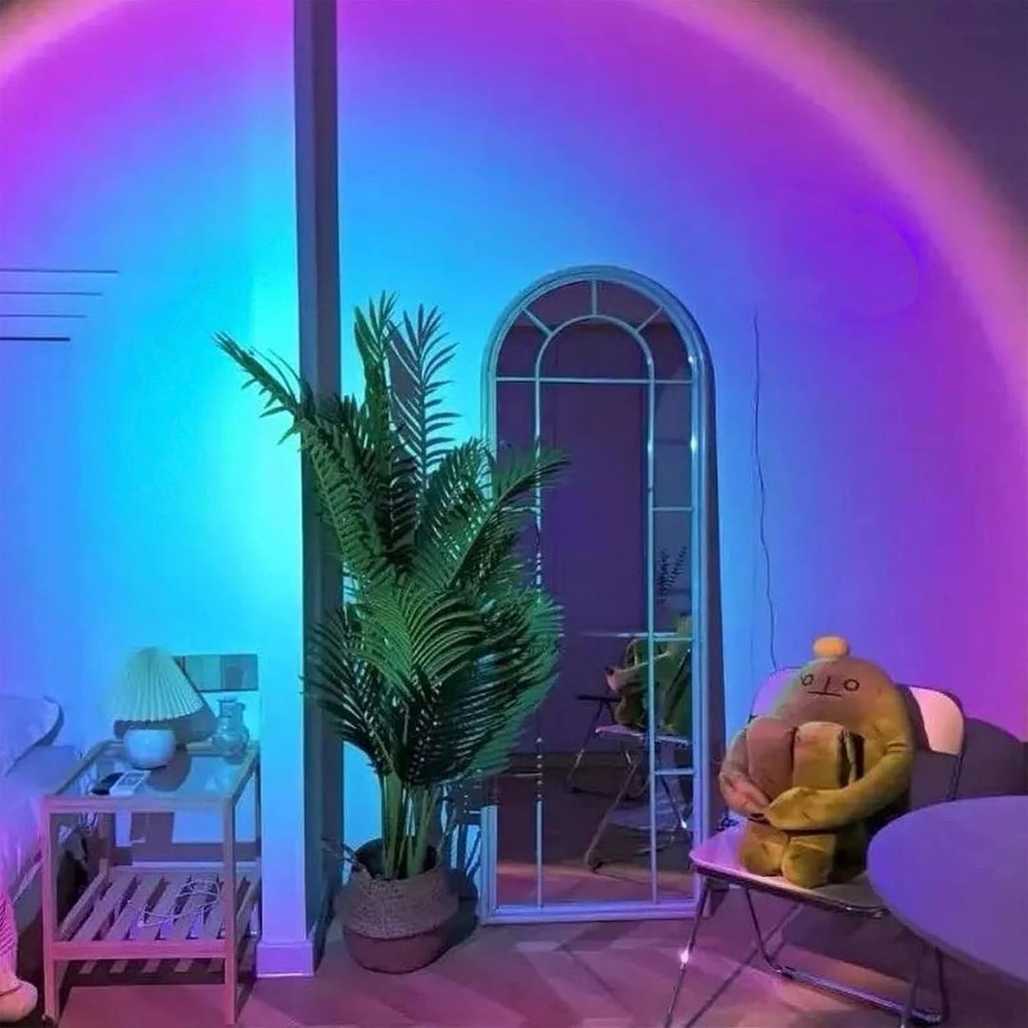 BWOU Rainbow Lamp Projector, 180 Degree Rotation Sunset Projection Lamp, USB Romantic Rainbow Night Light for Bedroom, Living Room, Wedding, Party, Home Decor
