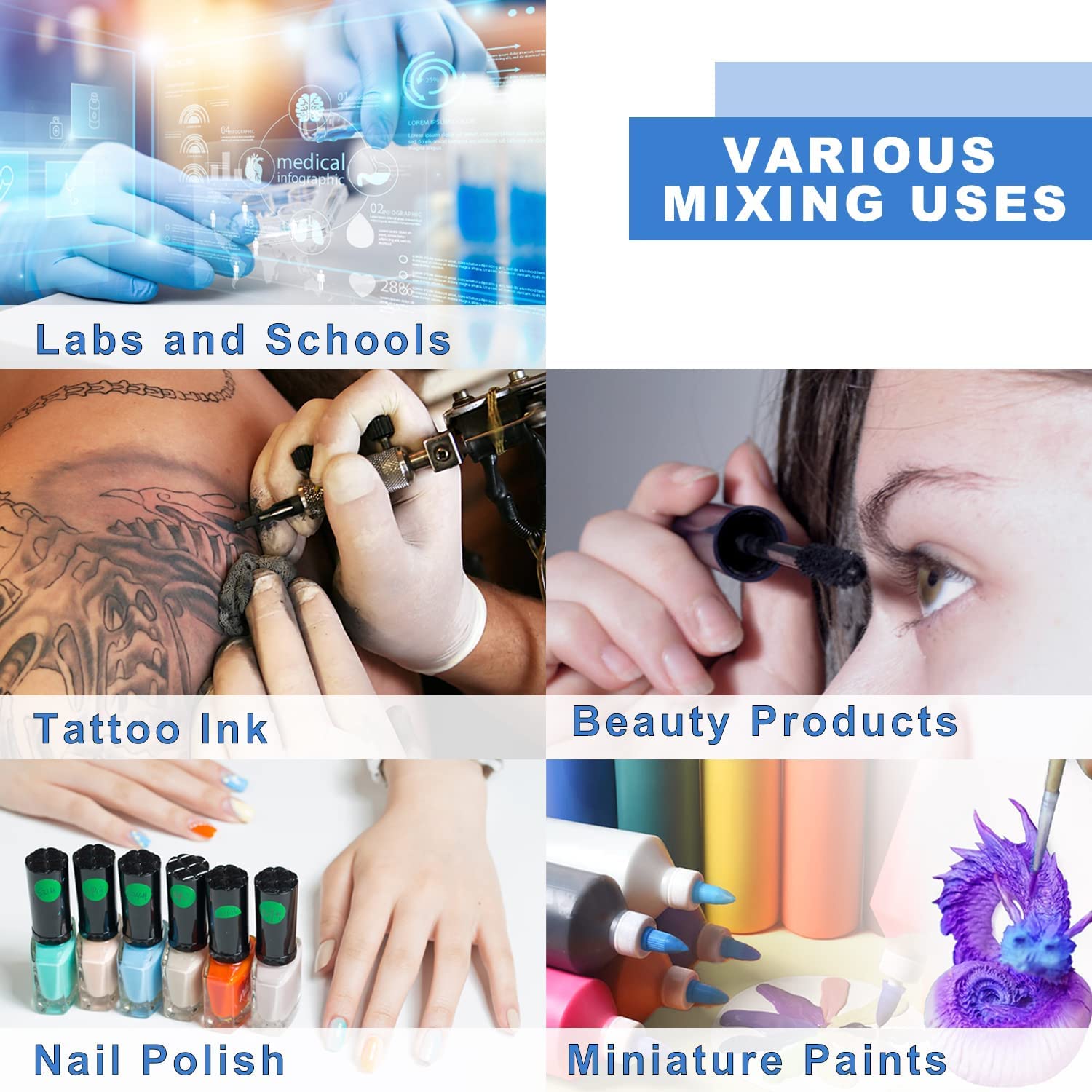 ONiLAB Mini Vortex Mixer mit Touch Funktion, Labor Mischen, Nagellack, Wimpernklebstoffe und Acrylfarben Mischen, Labor Vortex mit stabiler Aluminium Gussbasis, 120pcs 7/32in Mischkugeln, Schwarz…