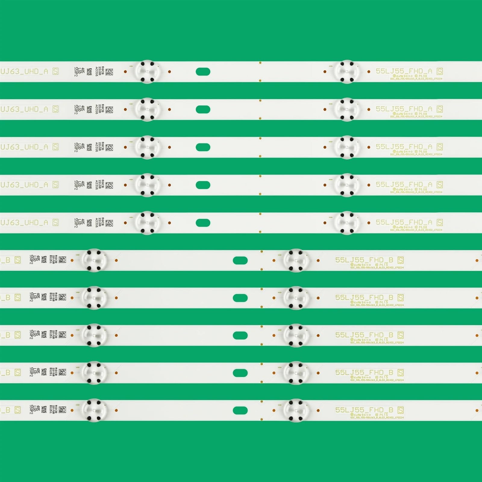 10 unids/Set de retroiluminación LED Compatible con LG 55UJ630V 55UJ6300 55UJ635V 55UJ63_UHD_A 55UJ63_UHD_B 55LJ55_FHD_A 55LJ55_FHD_B SSC_55LJ55