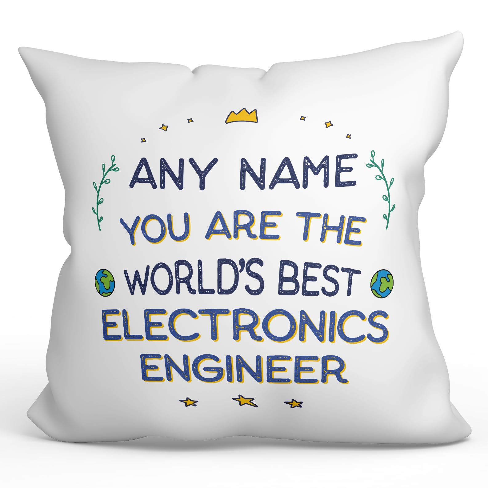 MUGFFINS Personalised Cushion for ELECTRONICS ENGINEER Padding included - in English - World's Best - Funny custom gift - Pillow: cover and filling 15.7x15.7 inches — image 1