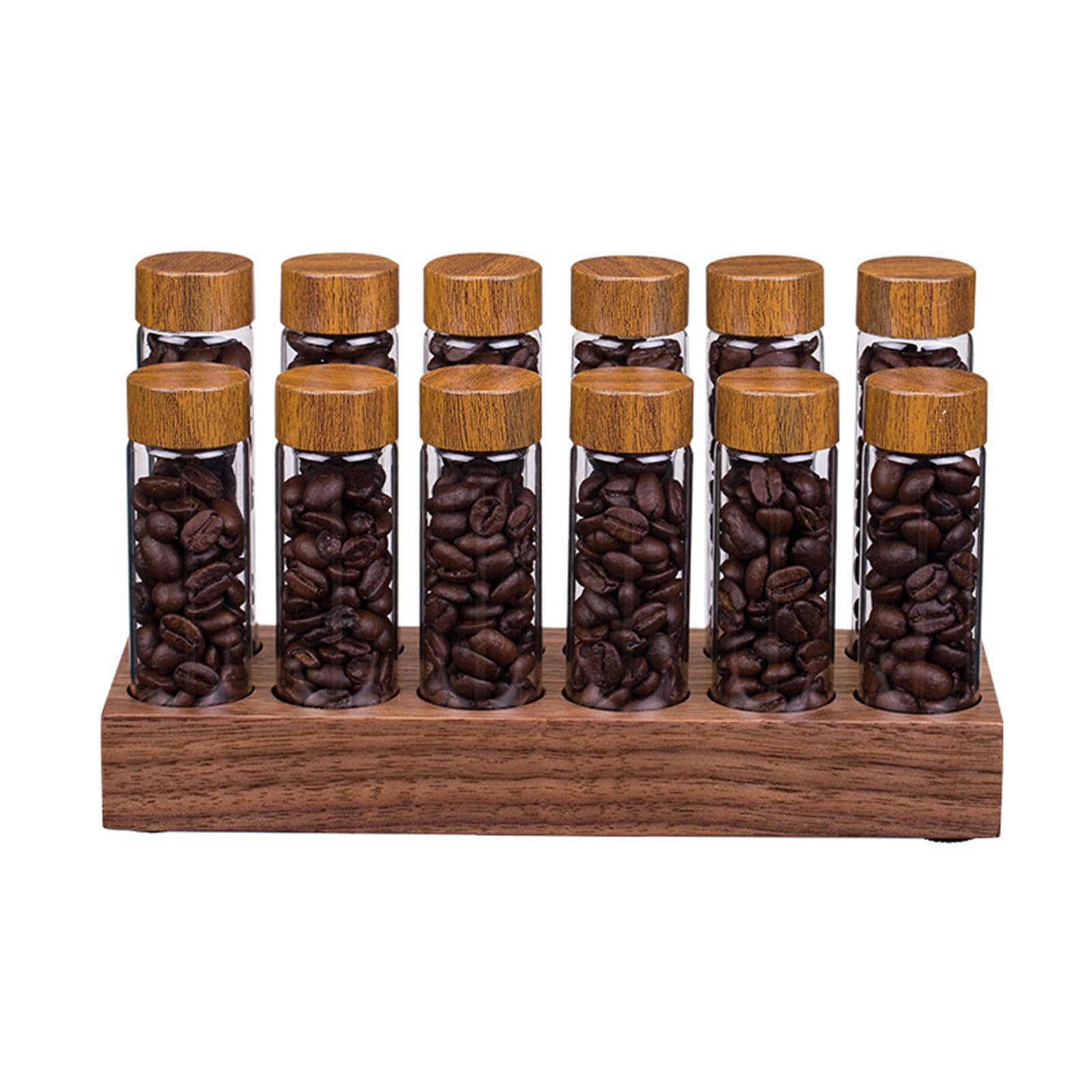 Kalttoy Creative Tea Display Stand Cereals Canister Glass Tube Sealed Storage Rack Clear Glass Bottle Rack Storage Kit