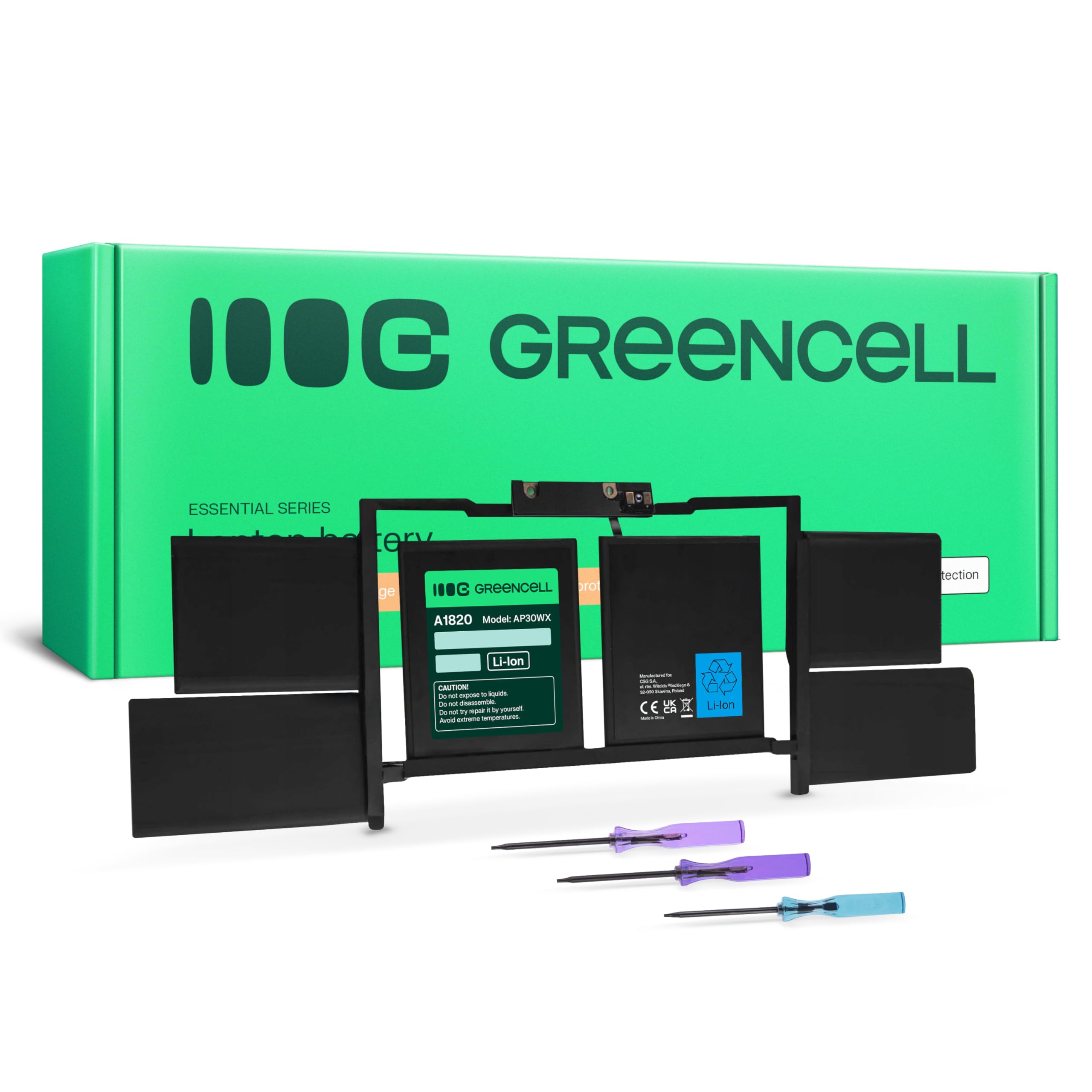 Green Cell A1820 Bateria do Apple MacBook Pro 15 A1707 (2016, 2017) laptop (6600 mAh 11,4 V)