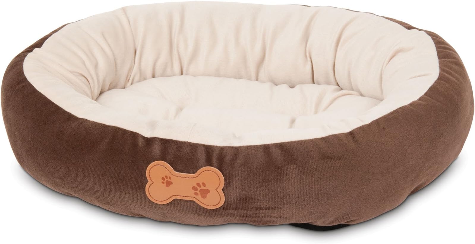 Aspen Pet Oval Cuddler Pet Bed for Small Breeds 20-inch by 16-inch Chocolate Brown