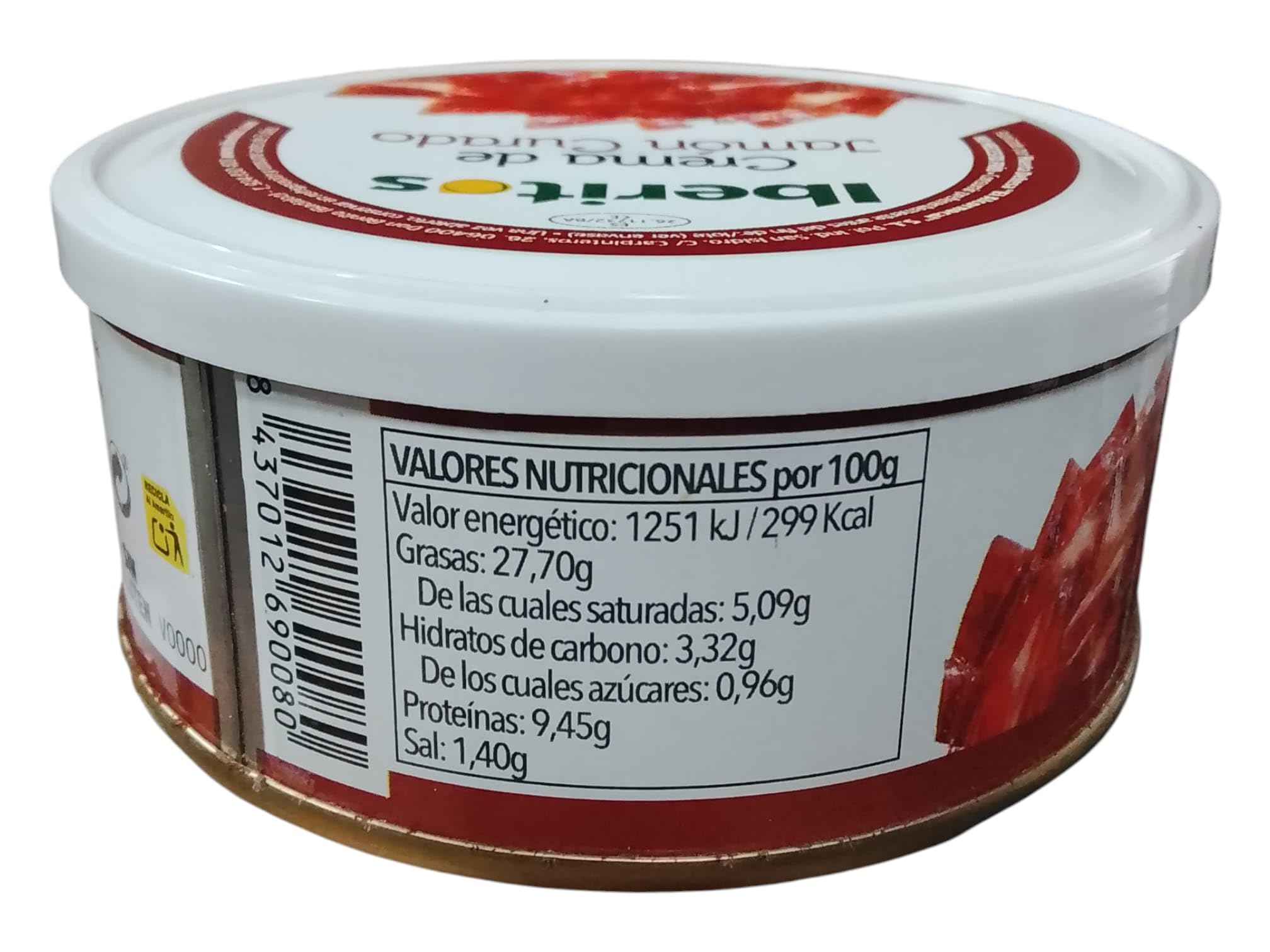 Crema de Jamón Curado Iberitos 250g - Textura Suave y Sabor Intenso - Ideal para Aperitivos, Canapés y Tostadas (PACK 6)