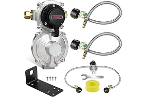 2-Stage Automatic Changeover LP Propane Gas Regulator with Two 18" RV Pigtail...