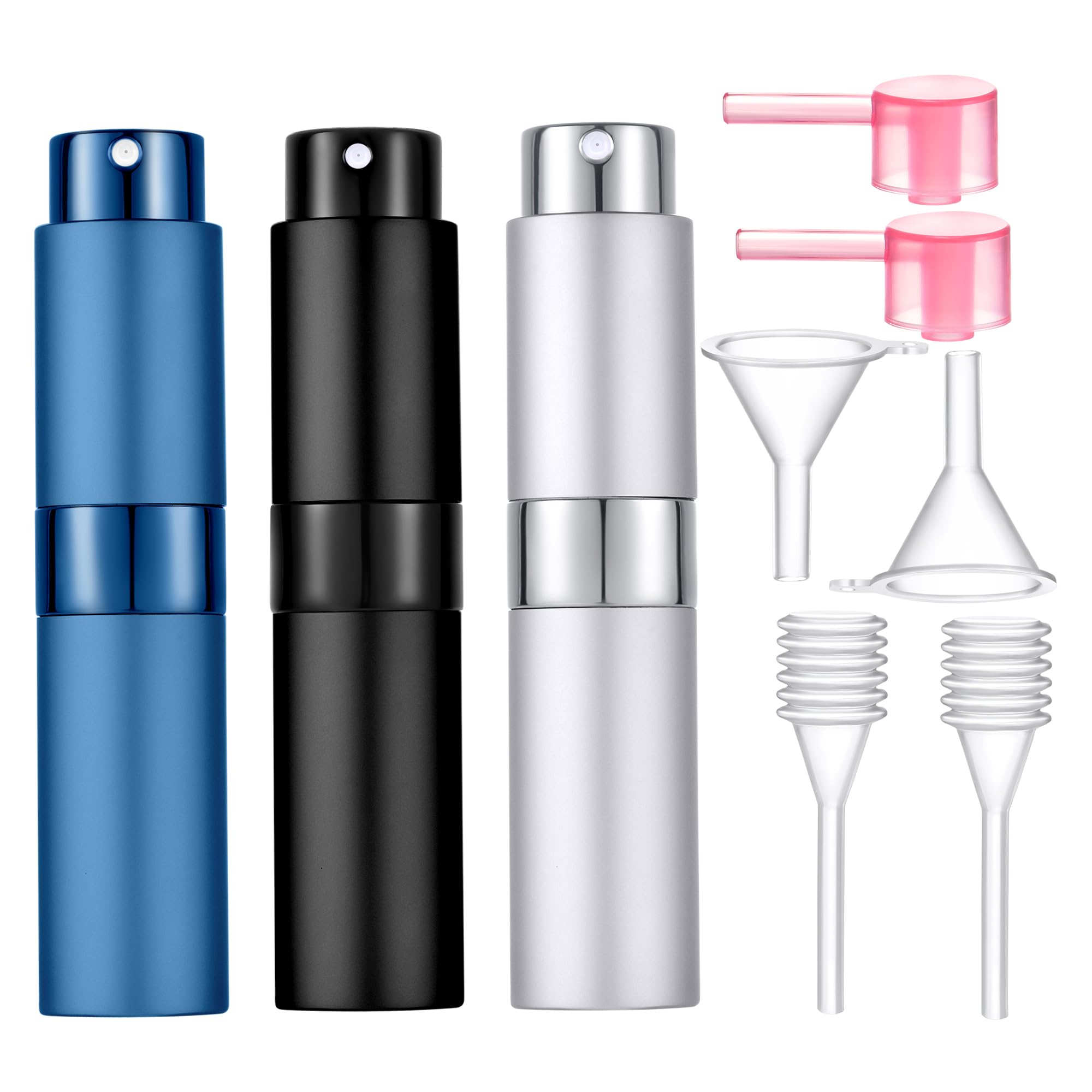 Yikimyfo Men's 3Pcs-8Ml(Blue+Black+Grey) 3 Pcs Cologne Travel Bottle Refillable, 8Ml/0.27Oz Pocket Travel Size Cologne Sprayer Perfume Atomizer Refillable Perfume Bottle Travel Atomizer Perfume Spray Bottle