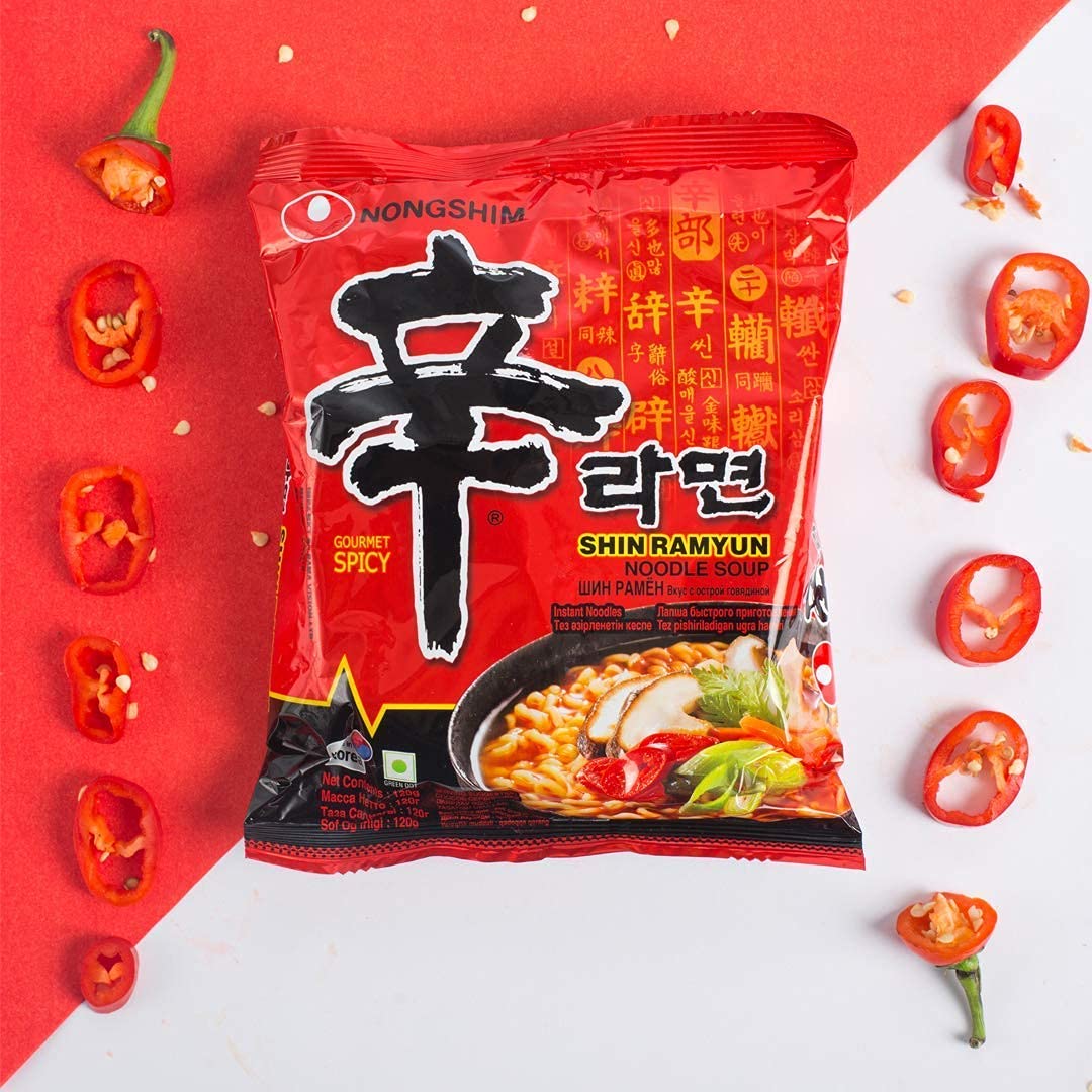 Nongshim Shin Ramyun Instant Noodles 120Gm*5Pack (Pack Of 5) (Imported), Vegetarian