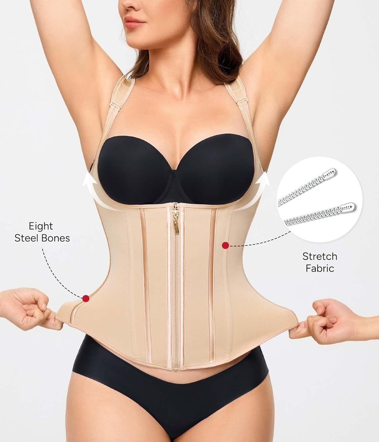 Nebility Waist Trainer for Women Corset Shapewear Tummy Control Faja Body Shaper Waist Cincher with Adjustable Strap - Image 3