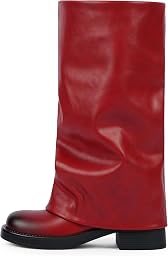 Knee High Boots Women Fold Over Boots Chunky Heel Pointed Toe Tall Boots | Fashion Slouchy Boots,Side Zipper Shark Boots,Fall Spring Winter Fashion Dress Tall Boots,Evening Bridal office Long Boots