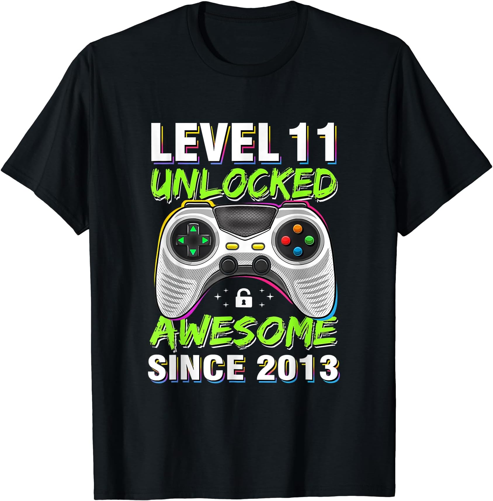 Funny Birthday Video Game Gamer GiftsLevel 11 Unlocked Awesome Since 2013 11th Birthday Gaming T-Shirt