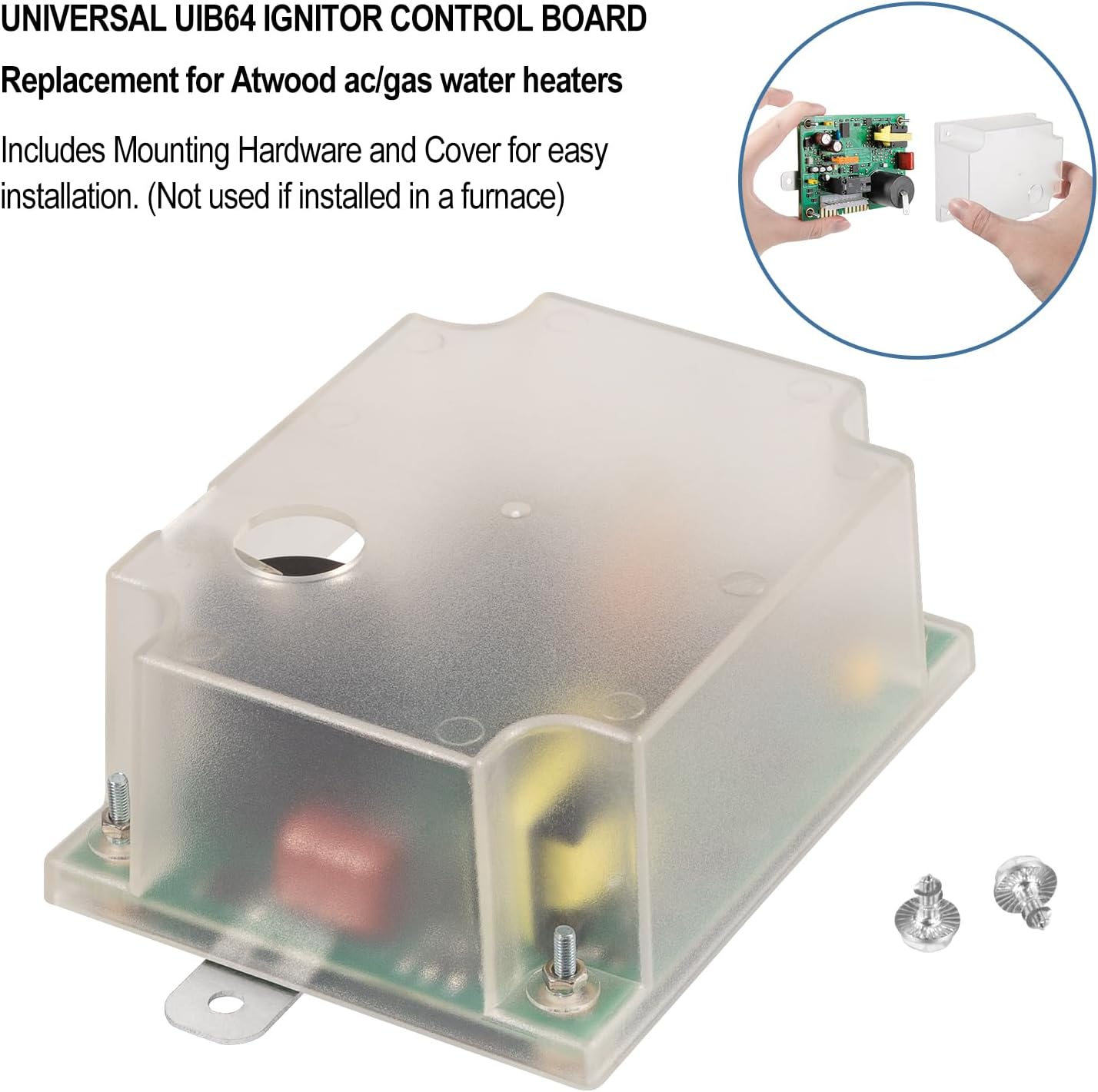 UIB64 Ignition Control Circuit Board Universal Ignitor Module Board Replacement Parts Fit for Atwood RV Water Heaters with 4 and 6 Position Edge Style or 10 "Pin Style Connectors