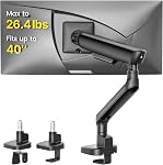 monTEK Single Monitor Arm with USB, Mechanical Spring Monitor Arm for 17-40" Screens, Adjustable Monitor Desk Mount Holds up to 26.4 lbs with C Clamp/Grommet Desk Mount, VESA 75/100mm, MA1011UCWH