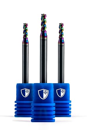 3mm Carbide End mill set - 3 Flute Sharp Corner Milling Cutter - DLC coated - 3 pack - CNC Tool - For Aluminium Roughing & Finishing - HRC55 Extreme Wear Resistance
