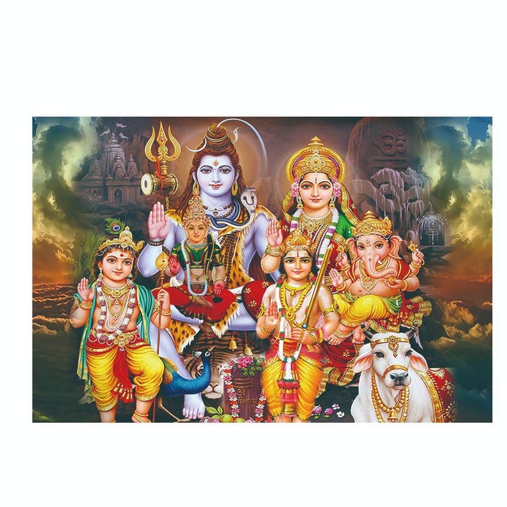 Toile Shiva Parvati Ganesha pour créer un salon zen et moderne
