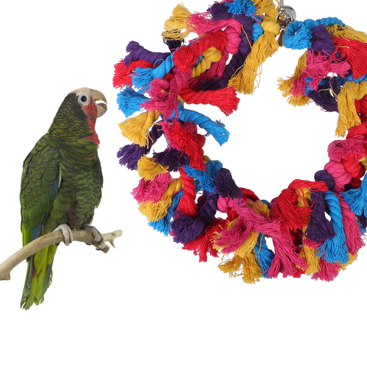 Happyyami Kreatives Vogelspielzeug Aus Baumwollseil Mit Integrierter Glocke Schwingendes -Spielzeug Für Papageien Nymphensittiche Und Andere Kleine Vögel Farben Zufällig