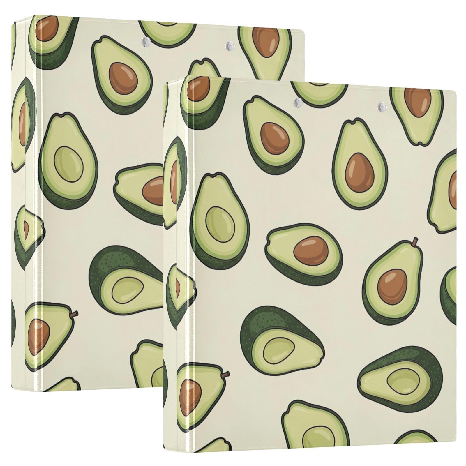 Raccoglitore a tre anelli color crema avocado, raccoglitore flessibile ad anelli a D con tasche, confezione da 2