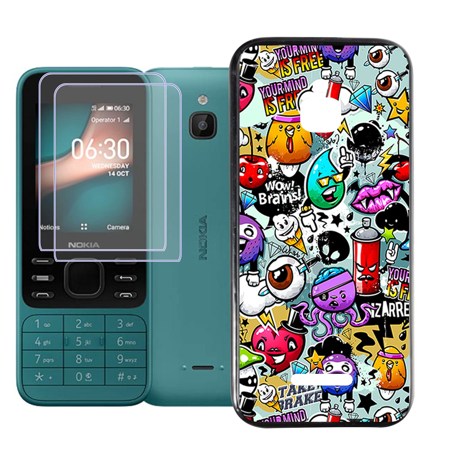 JIENI Case for Nokia 6300 4G Phone Cover, Soft TPU Protective Shockproof Phone Case for Nokia 6300 4G,drop-proof+ 2 piece of professional protective film set combination