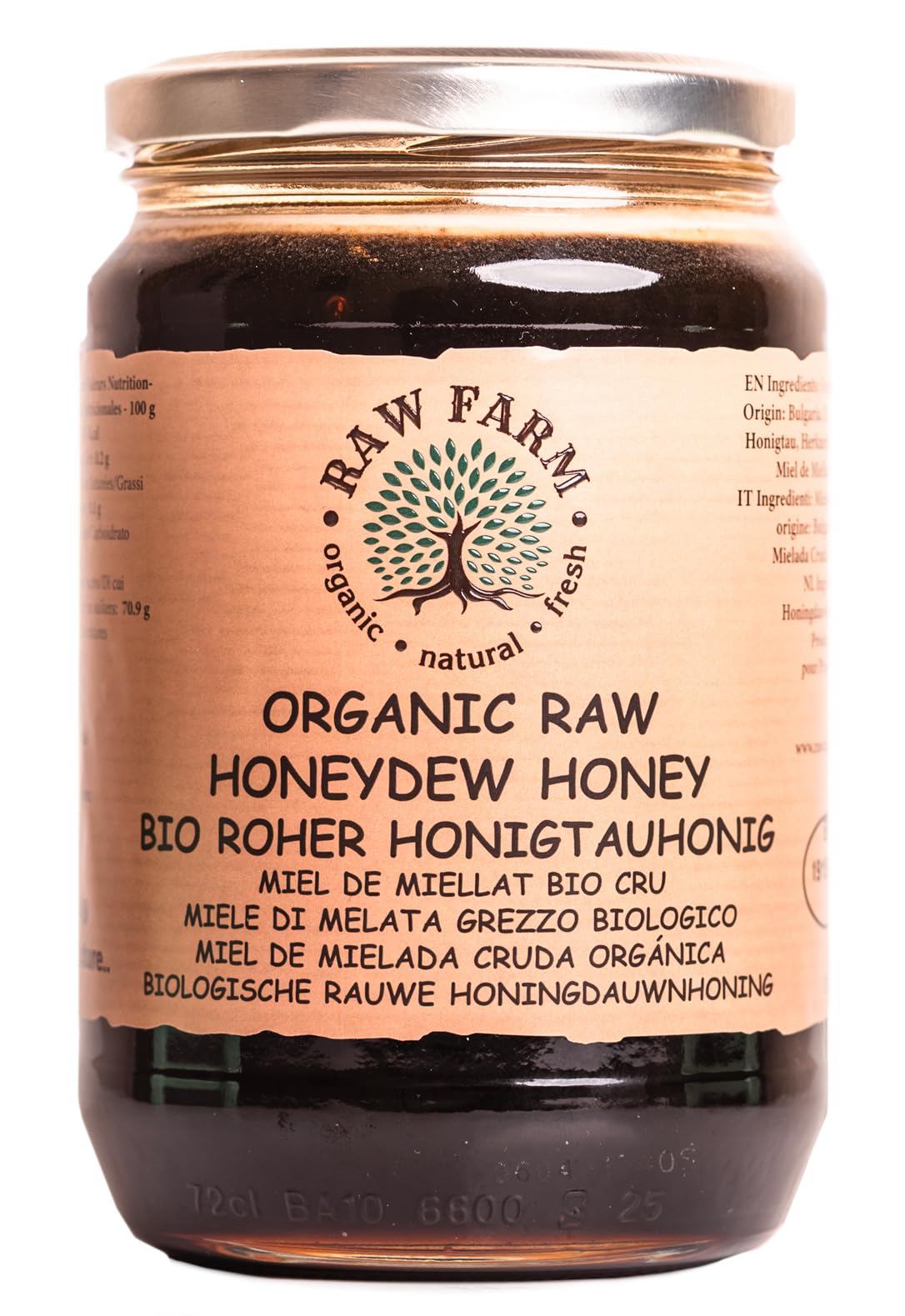 900 g Organic Raw Honeydew Honey from Mountain Oak Forests – Single Sourced, Pure and Natural, Directly from the RAW FARM Beekeepers (900, Honeydew Honey)