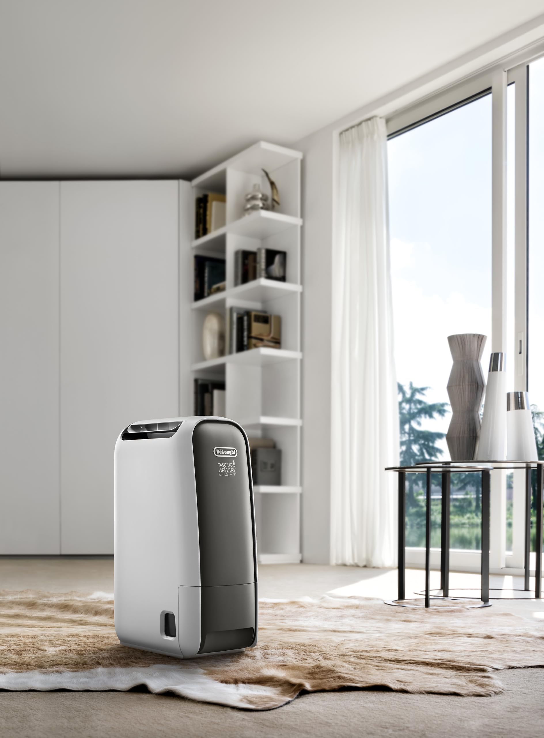 De'Longhi Tasciugo AriaDry Light DNS65, Déshumidificateur d'Air Maison, Enlève 6 litrów par Jour, Laundry Fonction, timer 8h, technologia Zéolithes, 34 decibels, 520 W, szary