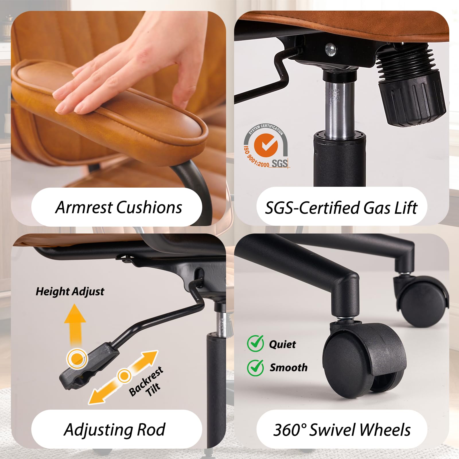 Amazon.co.jp: ミッドセンチュリーモダンPUレザーオフィスチェア