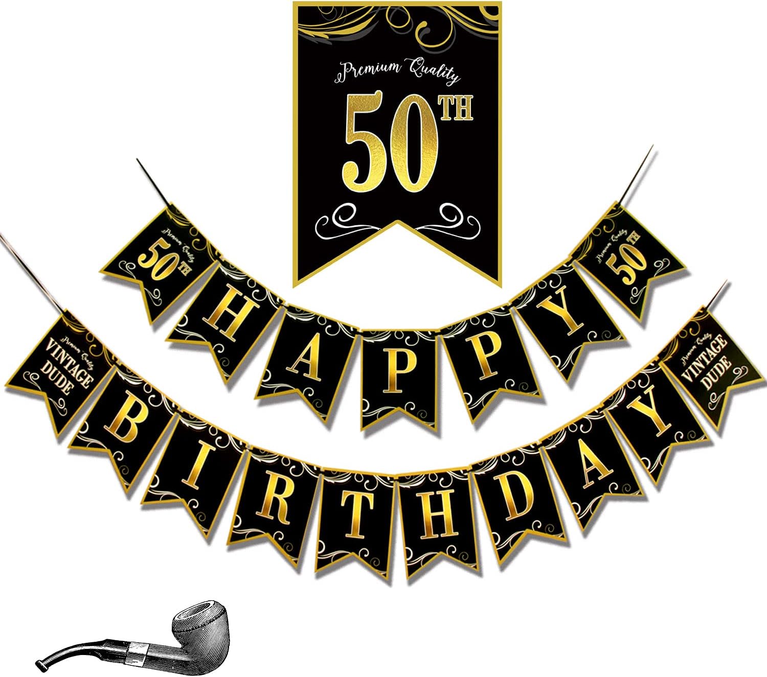 50th Birthday Decorations,Milestone Birthday Banner,Vintage