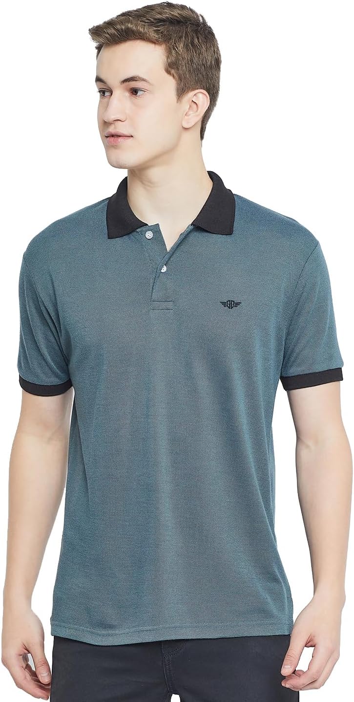 Get Golf Men's Cotton Blend Solid Polo Collar Casual Tshirt Has A Short Sleeves and Logo On ChestBZR1011-TEALBLUE