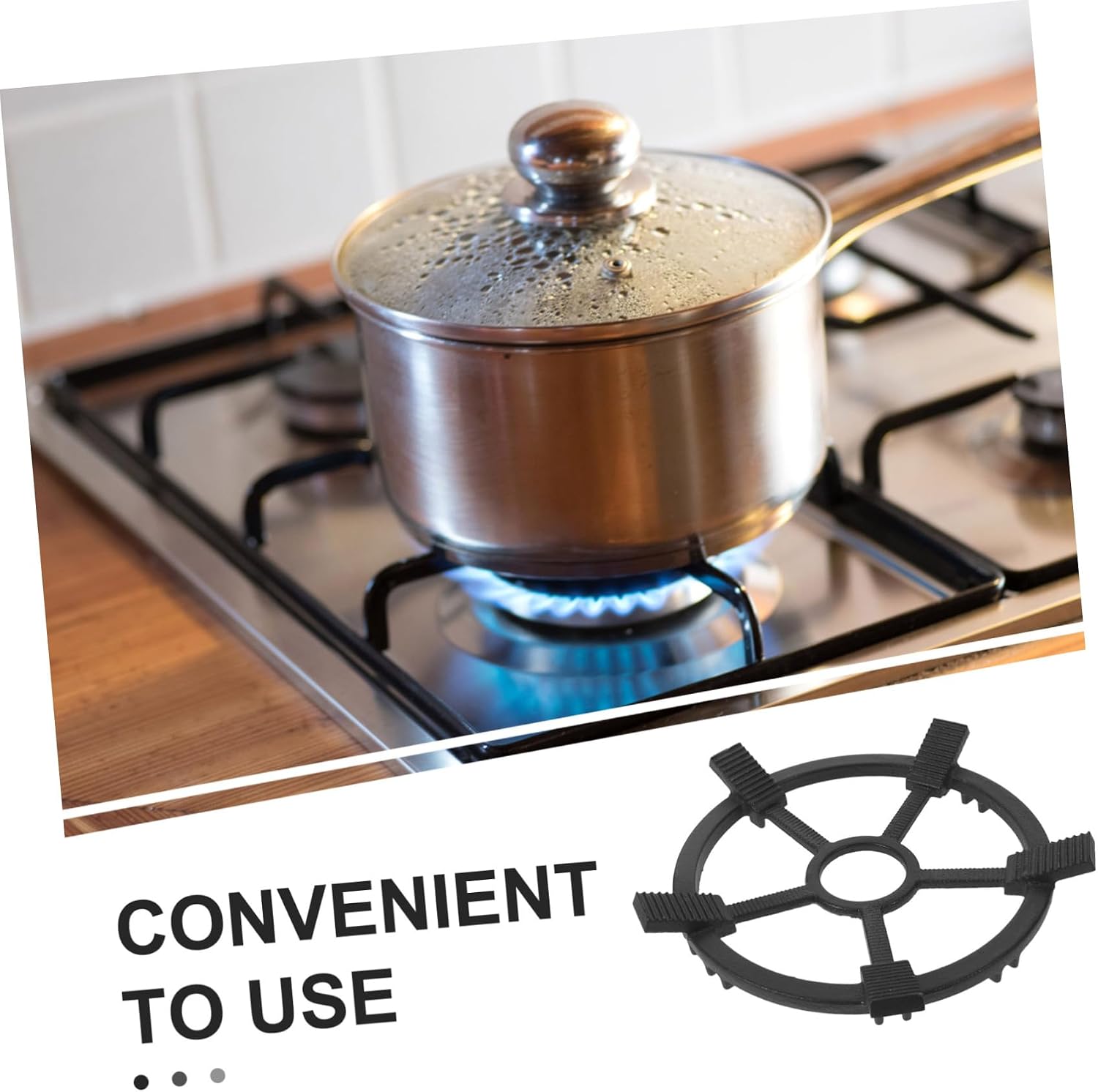 jojofuny Non-slip Cast Iron Wok Pan Stand Gas Stove Pot Holder Five-claw Burner Ring Support Rack for Milk Pot and Small Saucepan Compatible with Gas Cooktop