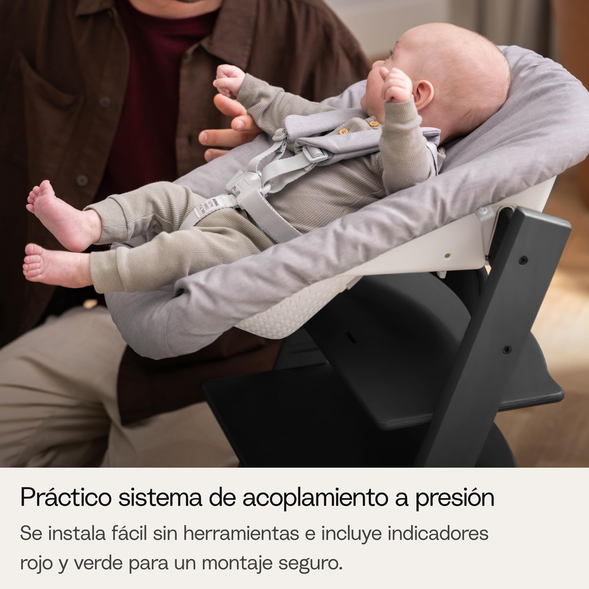 Trona Tripp Trapp de Stokke, Black (Incluye Silla + Baby Set 2) con Newborn Set (Anthracite) - Diseño Seguro, Ajustable y Ergonómico