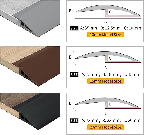 Miniatura 10 de BNELL Tira de ajuste de bordes para alfombras y pisos, tira de transición de suelo de PVC autoadhesiva, umbrales para puertas con una altura de