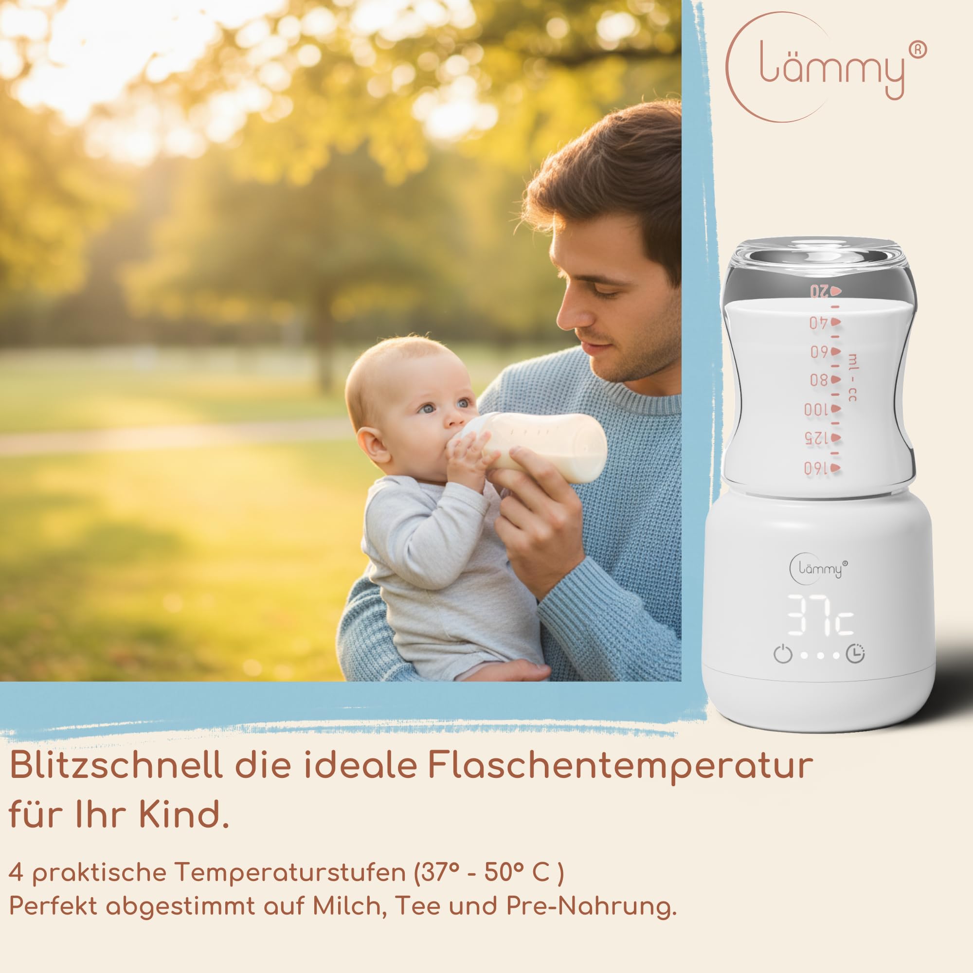 Flaschenwärmer Baby unterwegs – akkubetriebener, tragbarer babyflaschen wärmer to go – temperaturgenau, auslaufsicher und kompakt – passt auf alle Babyflaschen – USB baby bottle warmer