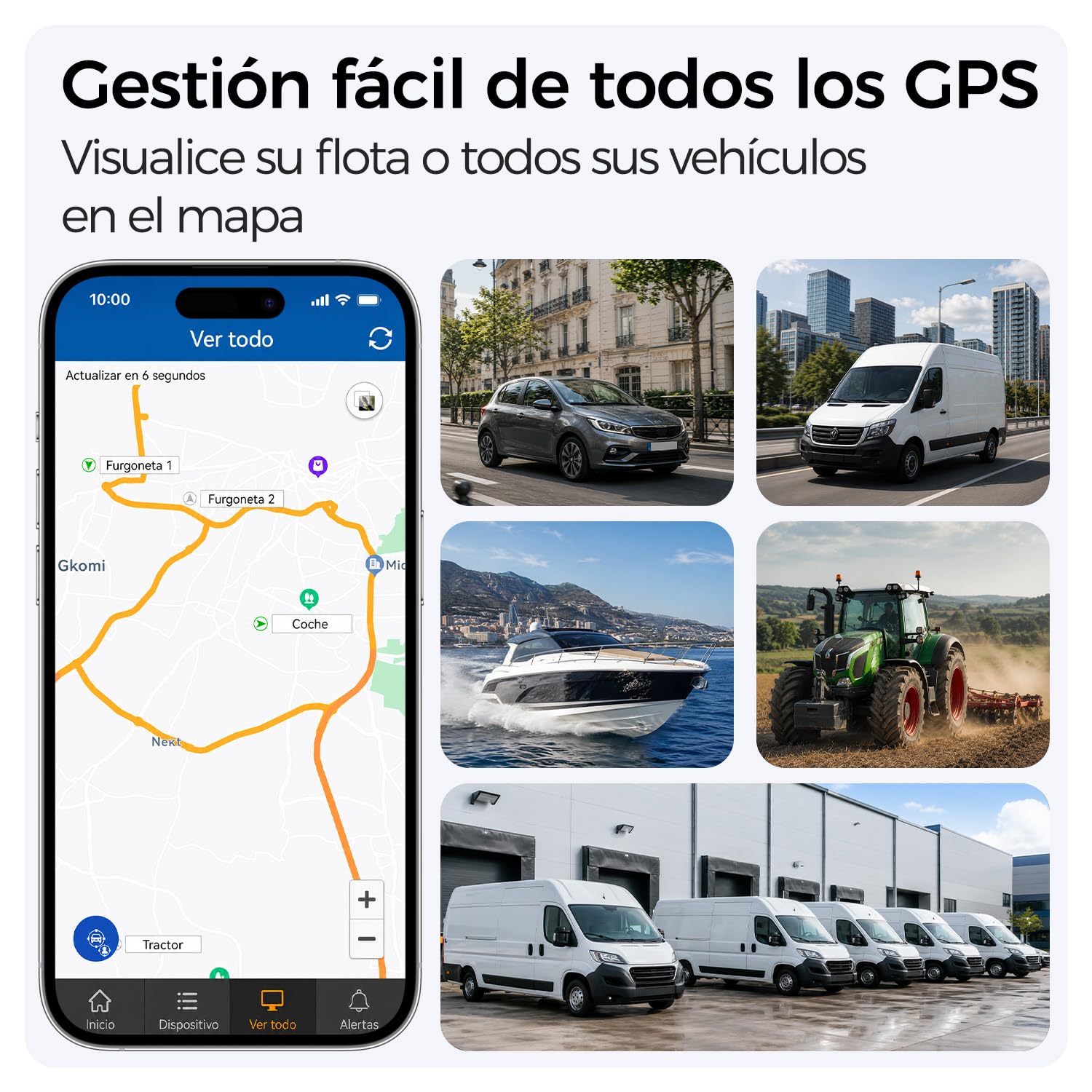 WINNES Localizador GPS para Coche con SIM, Rastreador GPS Sin Suscripción | Alerta Antirrobo Móvil, Seguimiento en Tiempo Real, Geovalla, Historial 180 Días, Batería 10000 mAh, Gestión de Flotas, IP65