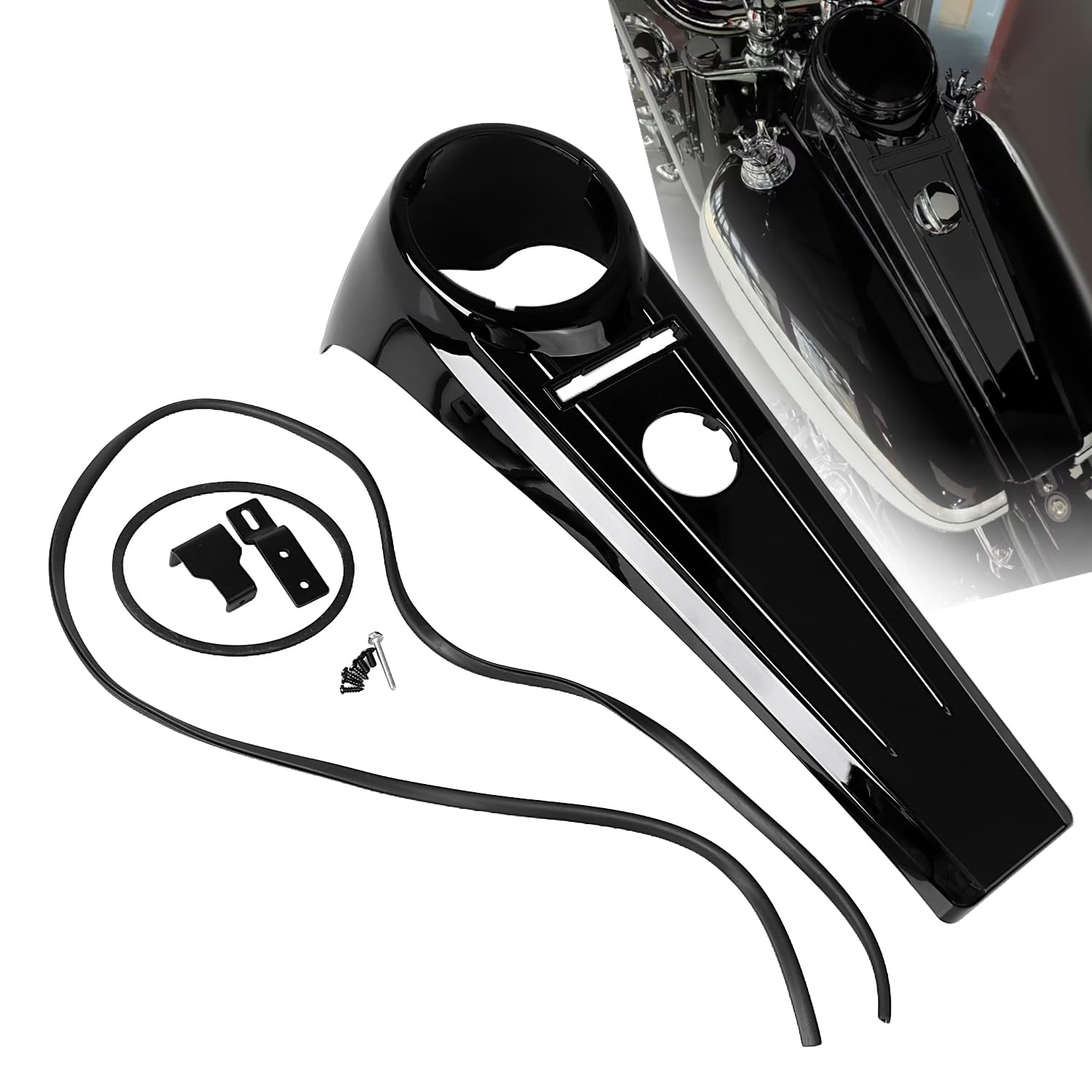 Vivid Black Extended Tank Dash Console Für Harley Softail(Fat Boy,Softail Deluxe,Heritage Softail,Softail Standard,Night Train.Passt nicht für Deuce oder Slim Modelle.) 2000-2017