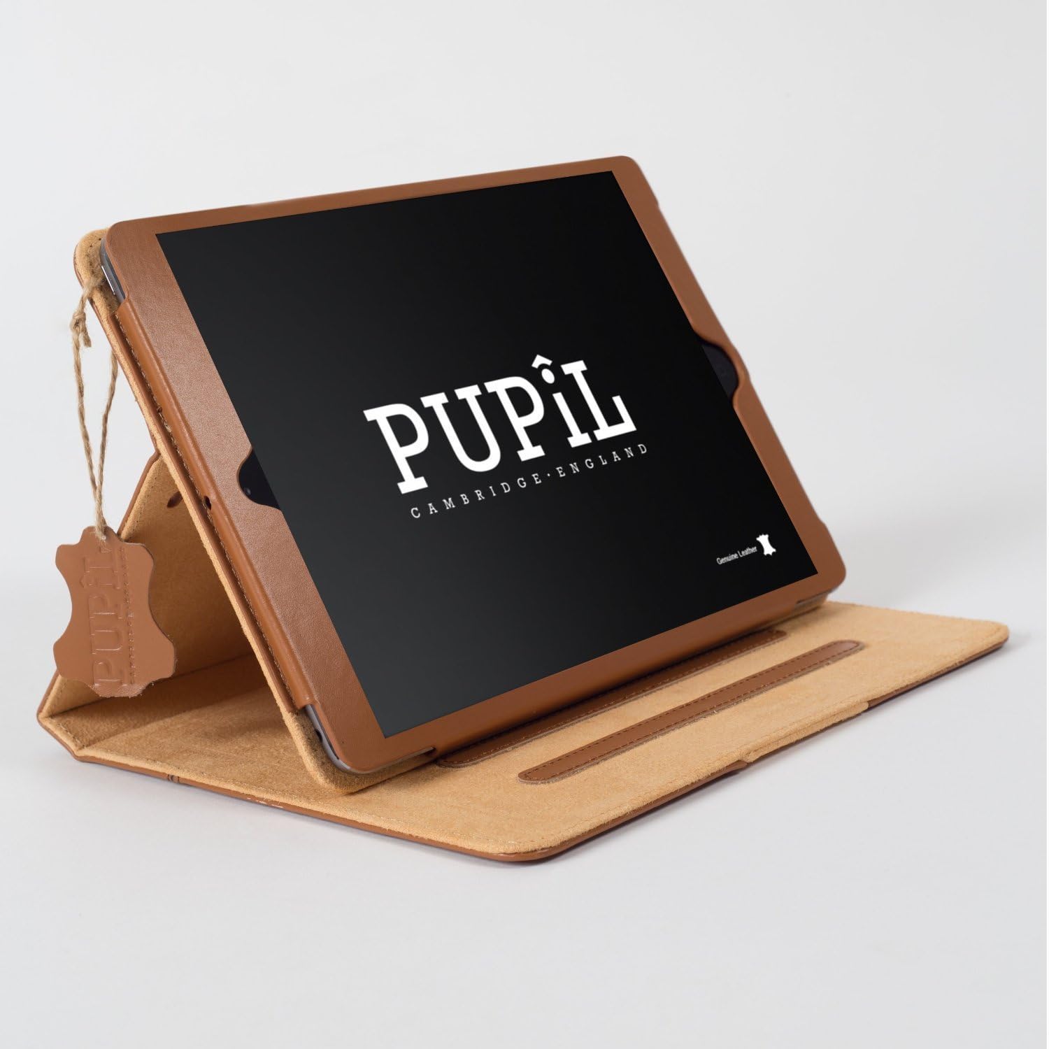 iPad 2, 3 & 4 Case Cover By PUPiL of Cambridge, England Handmade Genuine Leather - (Whiskey - Light Brown)