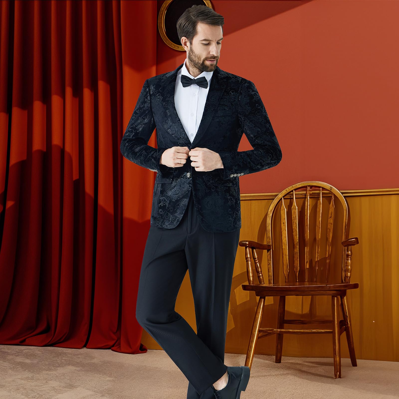 Blazer Homme de fête à Paillettes Casual Veste de Smoking Slim Fit pour Soirée Veste de Costume Mode