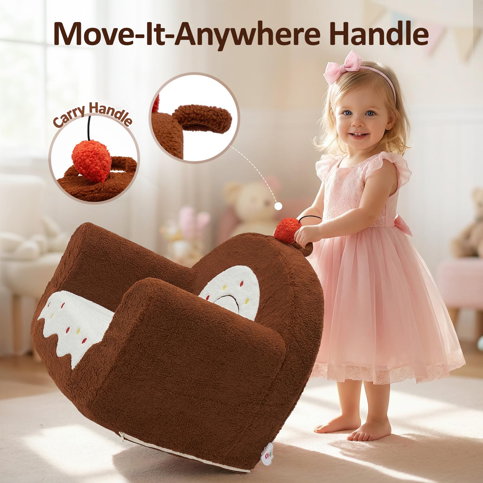 OUOZZZ Divano per bambini Poltroncina per bambini da 1 3 6 anni – Morbido divano Sherpa per bambini Mini divano per cameretta bambine e bambini, marrone torta