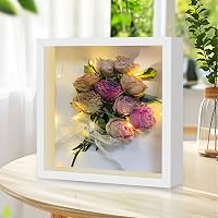 GOMETY 3D Képkeret 20x20 cm LED Világítással Fehér Négyzet Objektumkeret 7